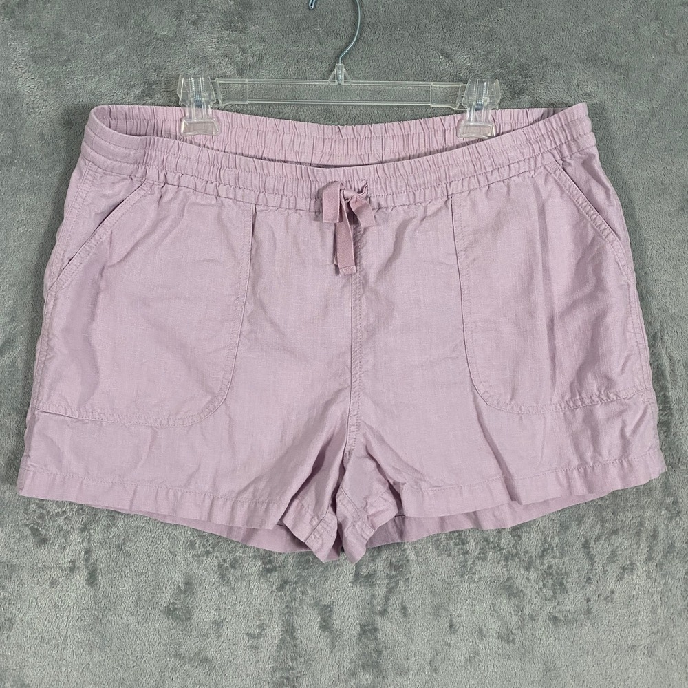 J.Crew Shorts Womens XL Lavender Linen Blend Seaside Elastic Waist Drawstring